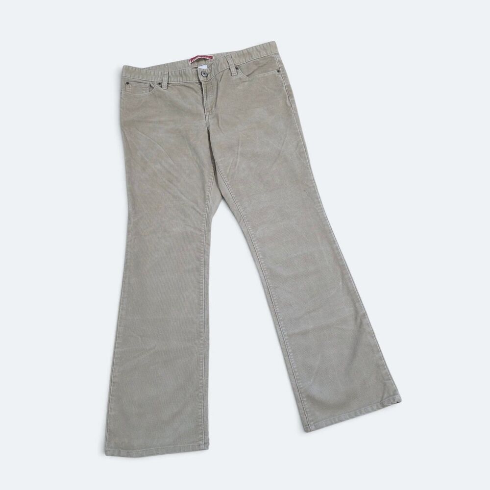 GAP Vintage Beige Corduroy Bootcut Flare Pants Women's Size 14 Flap Pocket Y2K